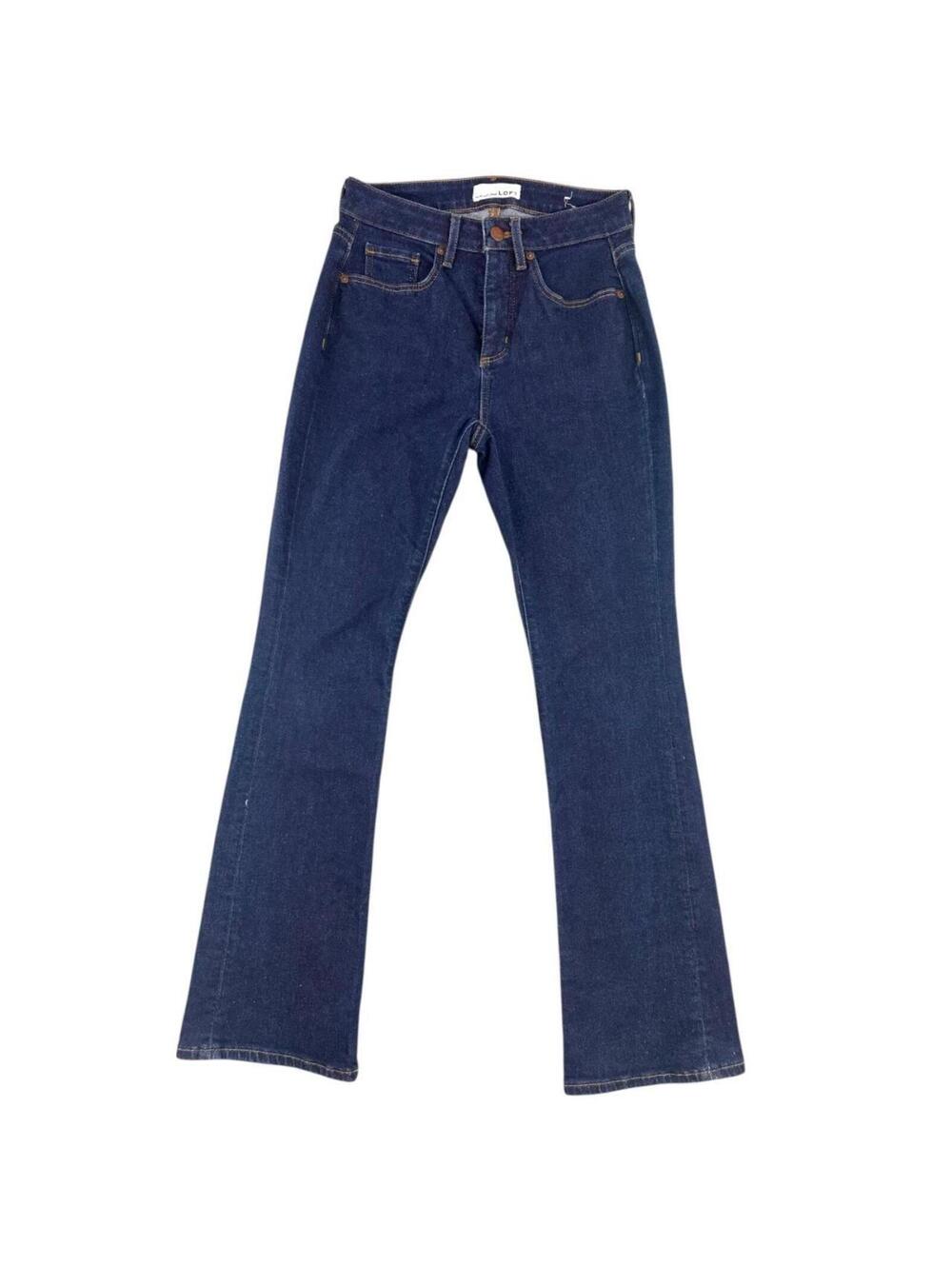 LOFT Dark Wash Flare Jeans Navy Blue Classic Five Pocket - Picture 2 of 8